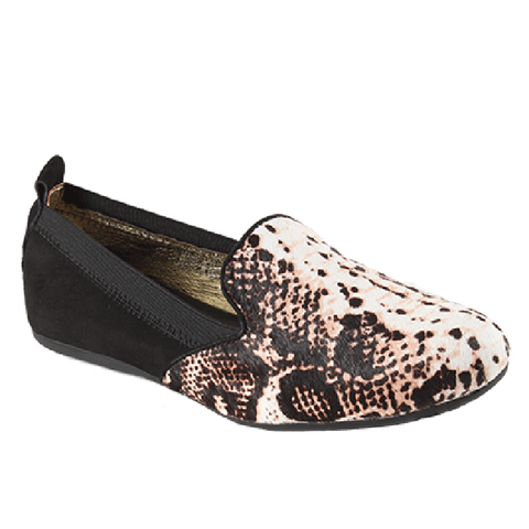 Snakeskin Print Pony Hair and Leather Loafers