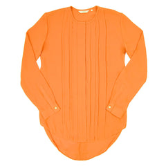 zoa pleated front orange blouse