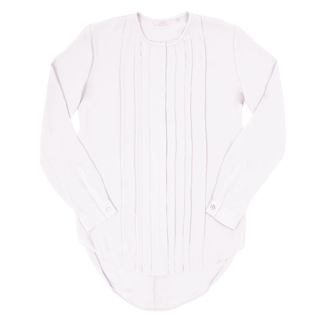 zoo pleated front white blouse
